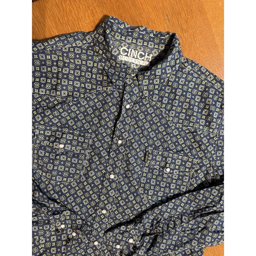 Cinch Western Shirt XL Modern Fit Snap Button Geometric Cowboy Rodeo - Picture 1 of 7